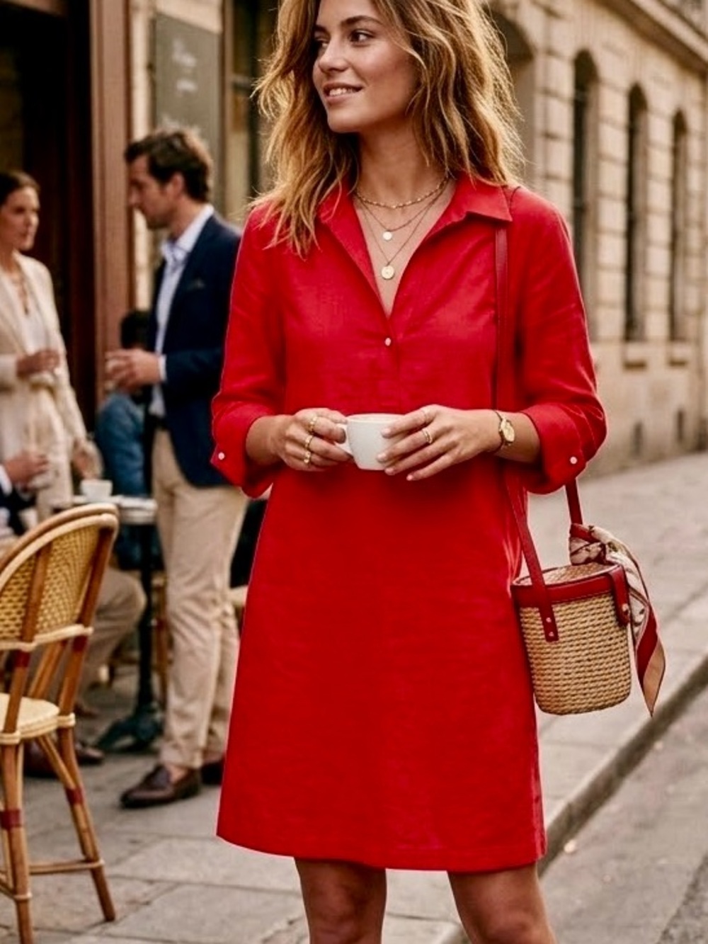 PRESTON & YORK Dress vintage Red Linen/Rayon/Elastane Size 16 NWT